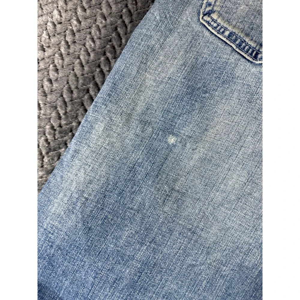 Levi's 502 Straight‎ Jeans Mens 34x32 Blue Whiskering Denim Mid Rise Distressed